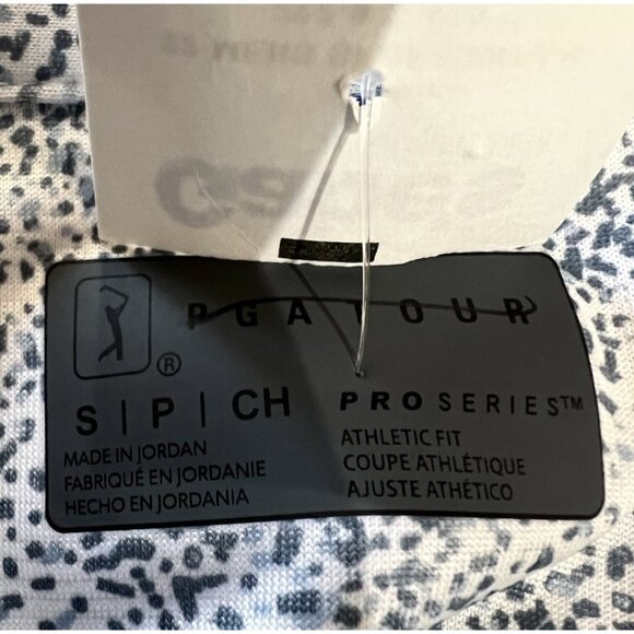 PGA Tour Golf Polo Men's Pro Series Athletic Fit Blue Gray White ~ Small - Picture 6 of 6